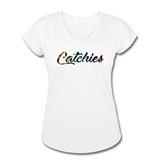 Women's Tri-Blend V-Neck Alley Oop Tee - white