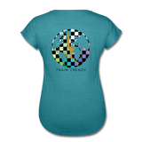 Women's Tri-Blend V-Neck Alley Oop Tee - heather turquoise