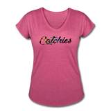 Women's Tri-Blend V-Neck Alley Oop Tee - heather raspberry