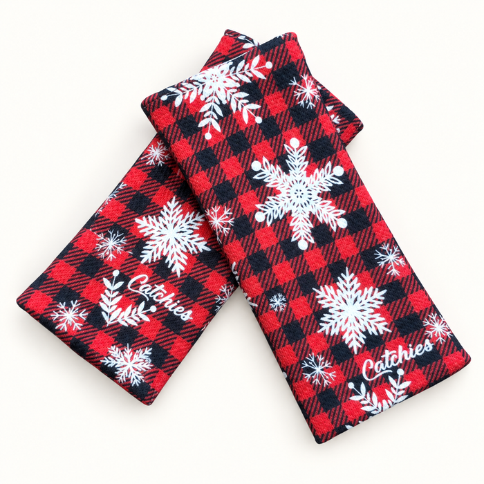 Winter Wonders Holiday Catchies wristbands in crossed arrangement on ivory background