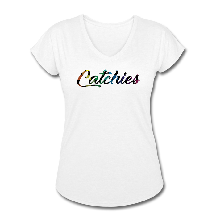 Women's Tri-Blend V-Neck Alley Oop Tee - white