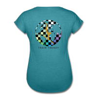 Women's Tri-Blend V-Neck Alley Oop Tee - heather turquoise