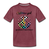 Catchies Girl Globe Shirt Customized - heather burgundy